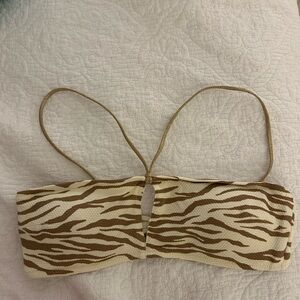 Aerie Tan and Cream Zebra Print Bikini Top